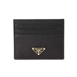 Triangle Logo Saffiano Leather Card Holder
